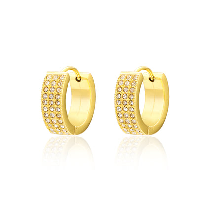 Elite – Orecchini geometrici con cristalli – Quadrato, 3 cristalli 15 × 5 mm