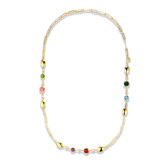Aurea – Collana lunga a catena freedom con cristalli colorati