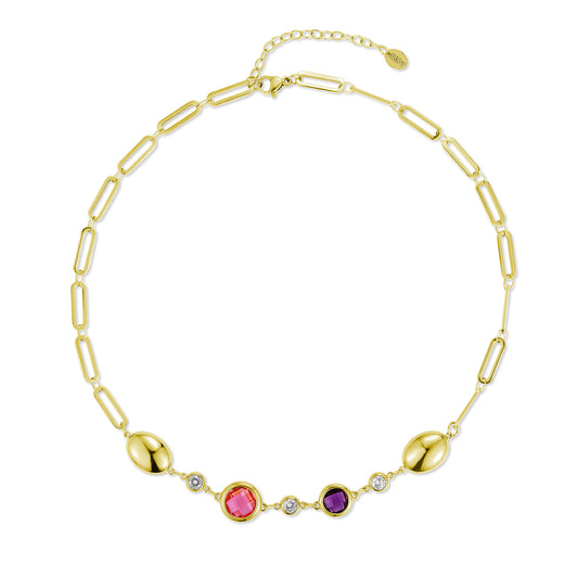 Aurea – Collana a catena freedom con cristalli rosa e viola