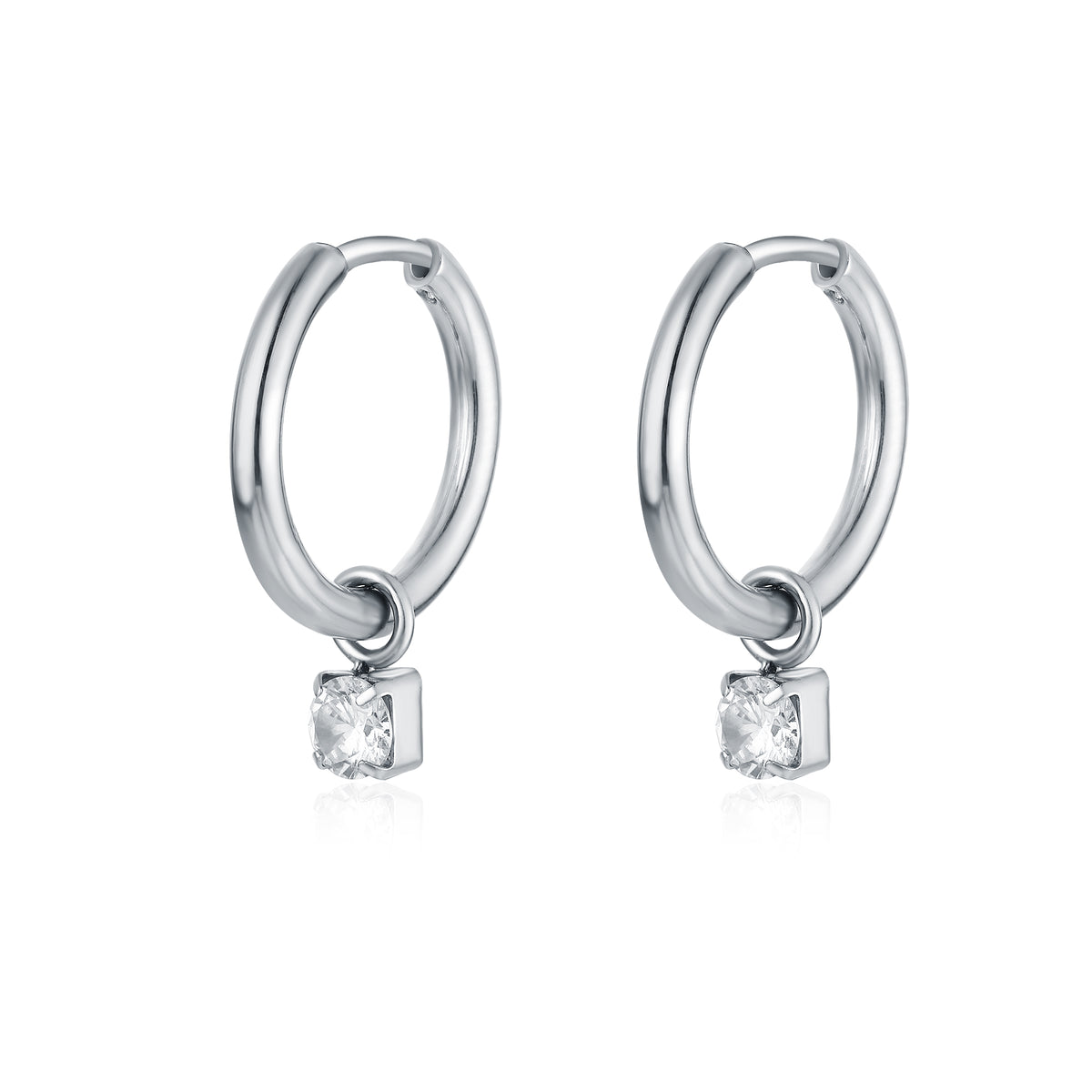 Crystal – Orecchini cerchio con cristallo pendente