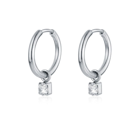 Crystal – Orecchini cerchio con cristallo pendente