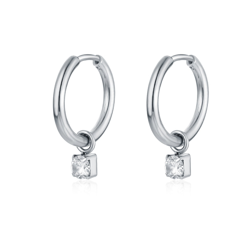 Crystal – Orecchini cerchio con cristallo pendente