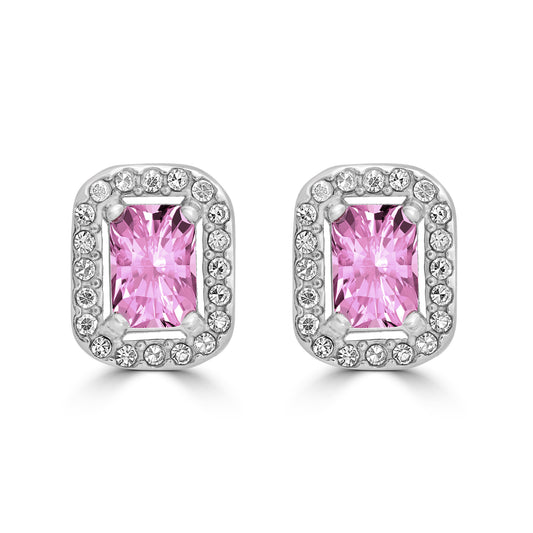 Royale – Orecchini con cristalli rettangolari rosa