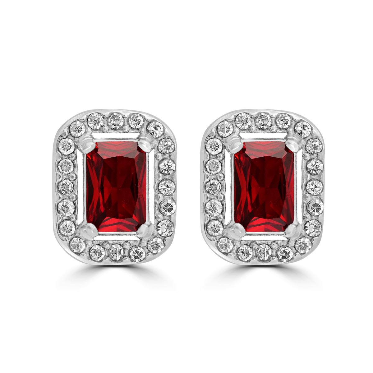 Royale – Orecchini con cristalli rettangolari rosso