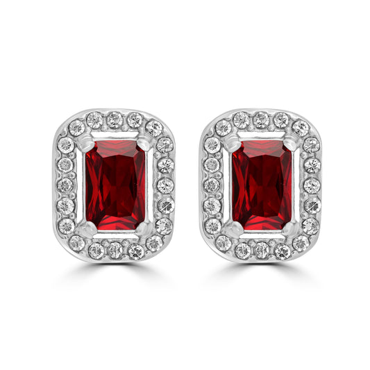 Royale – Orecchini con cristalli rettangolari rosso