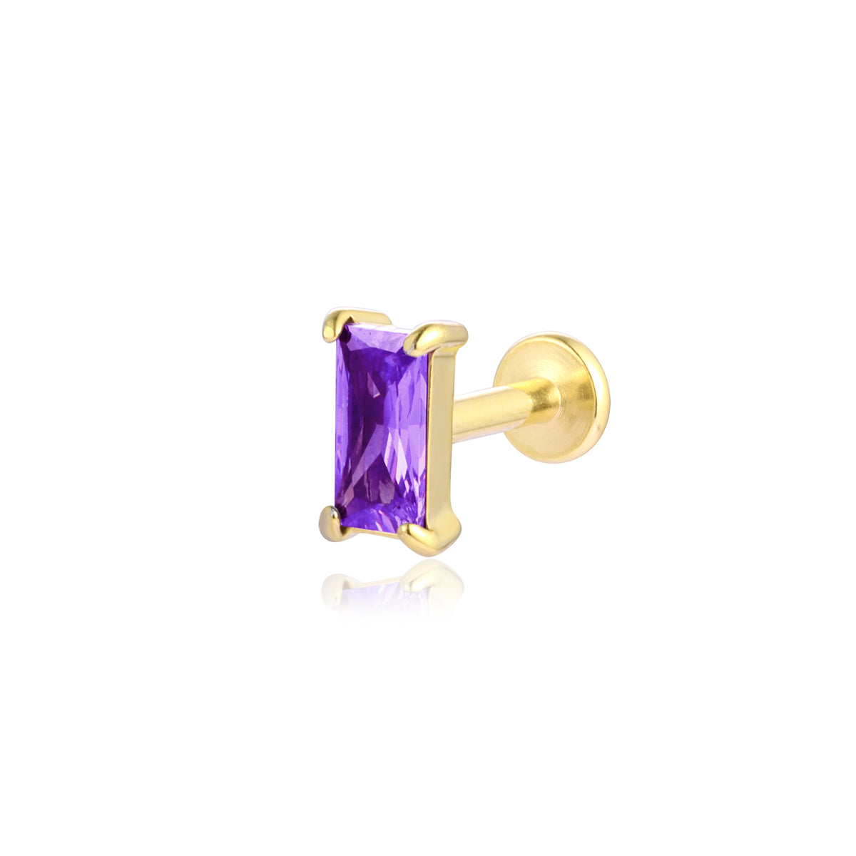 Princess – Orecchino piercing baguette – Viola