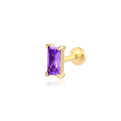 Princess – Orecchino piercing baguette – Viola