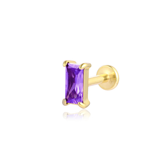 Princess – Orecchino piercing baguette – Viola