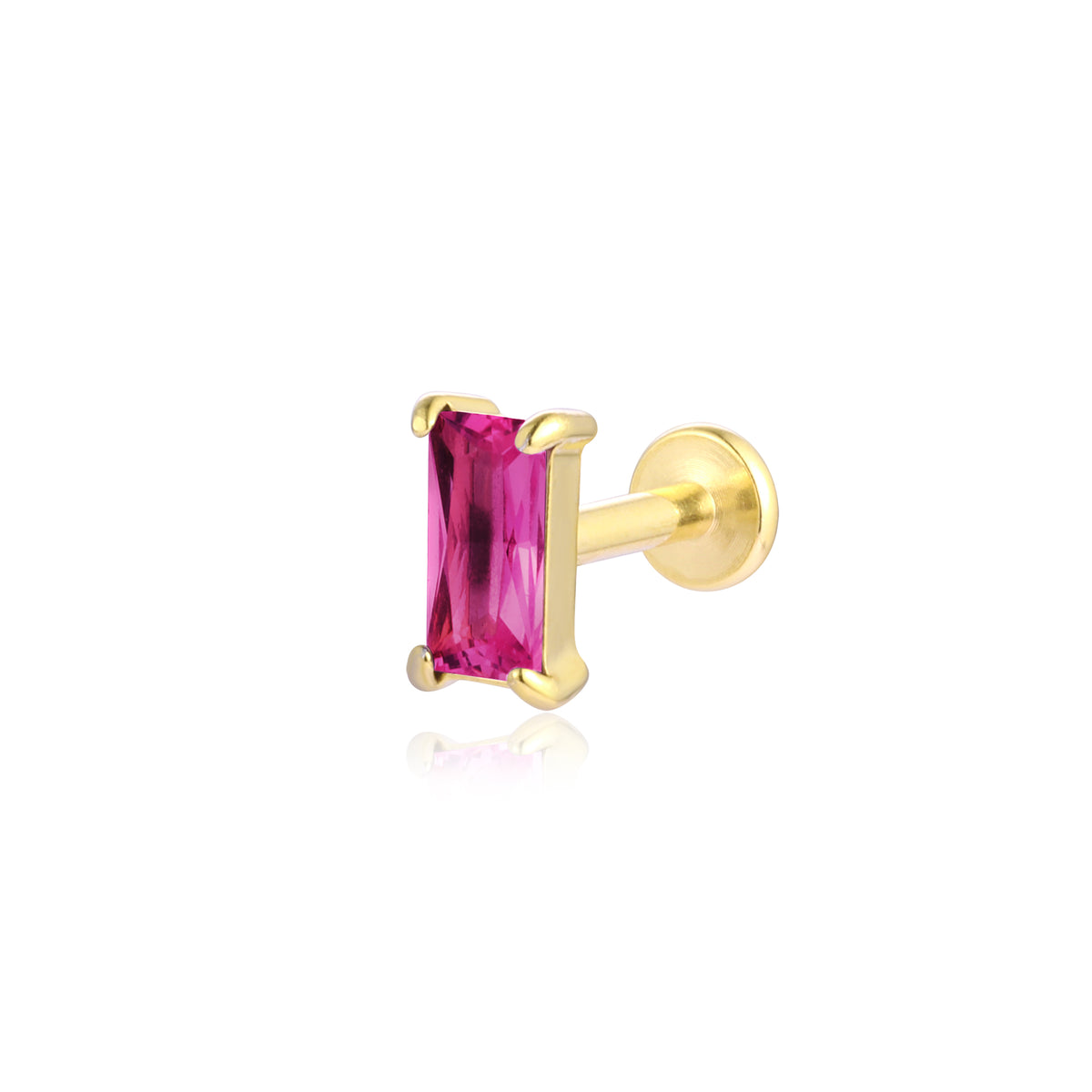 Princess – Orecchino piercing baguette – Fucsia