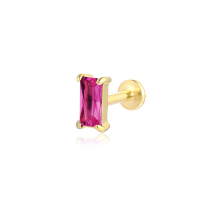 Princess – Orecchino piercing baguette – Fucsia