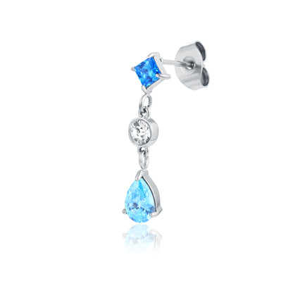 Princess – Orecchino pendente a 3 cristalli – Turchese