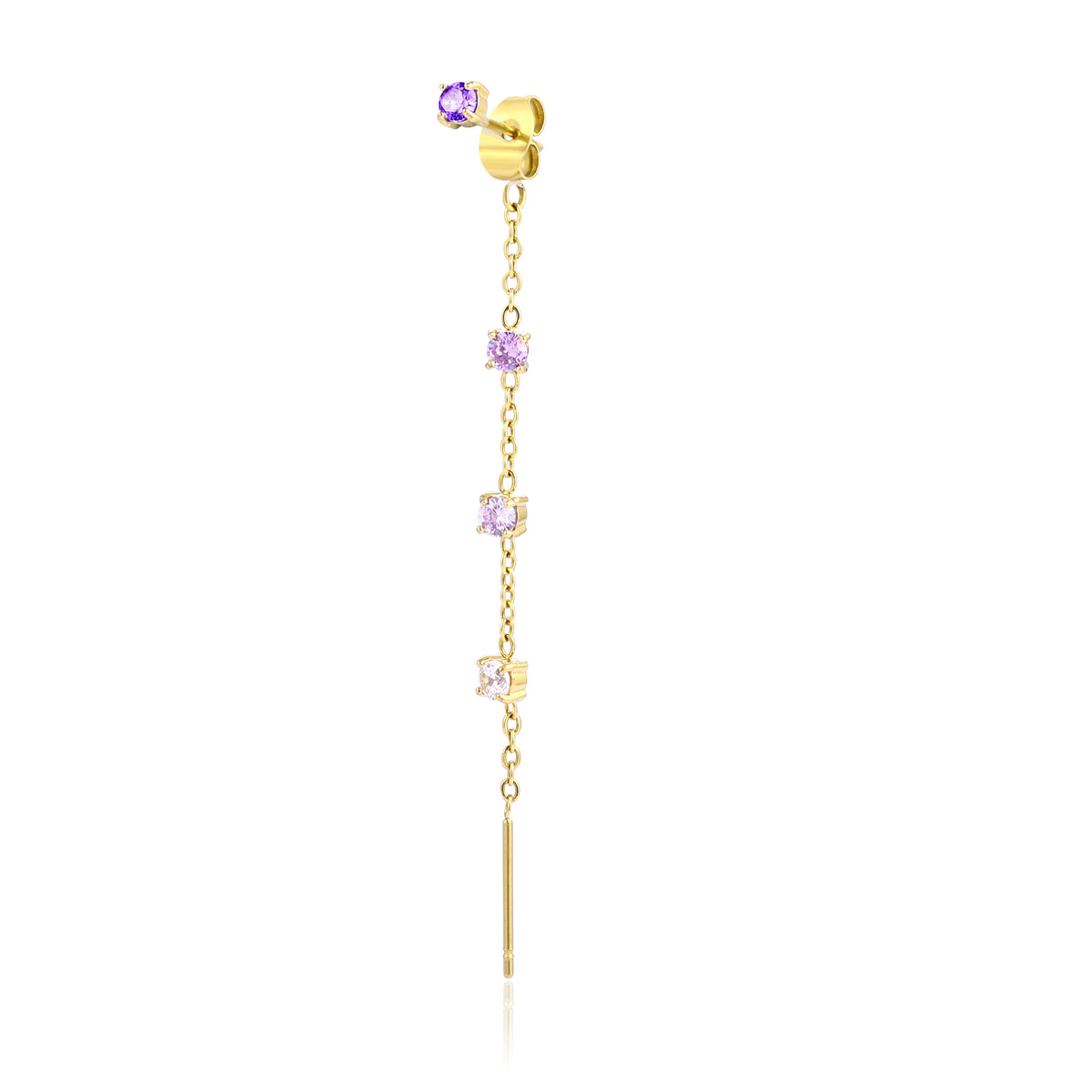 Princess – Orecchino singolo saliscendi con cristallo – Viola