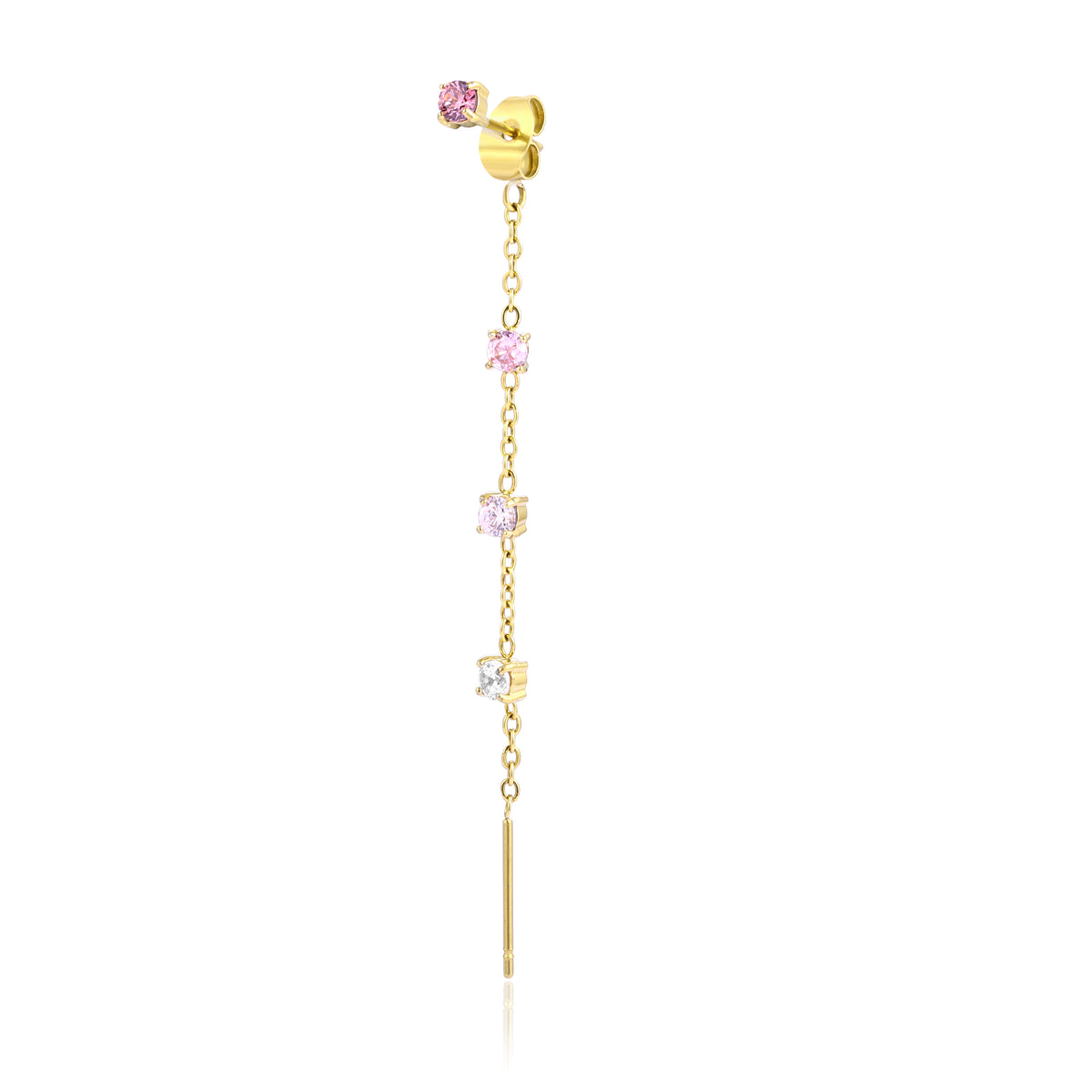 Princess – Orecchino singolo saliscendi con cristallo – Fucsia