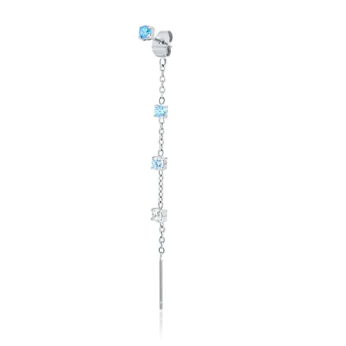 Princess – Orecchino singolo saliscendi con cristallo – Turchese