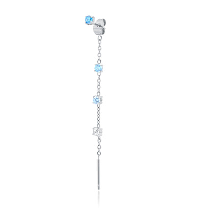 Princess – Orecchino singolo saliscendi con cristallo – Turchese