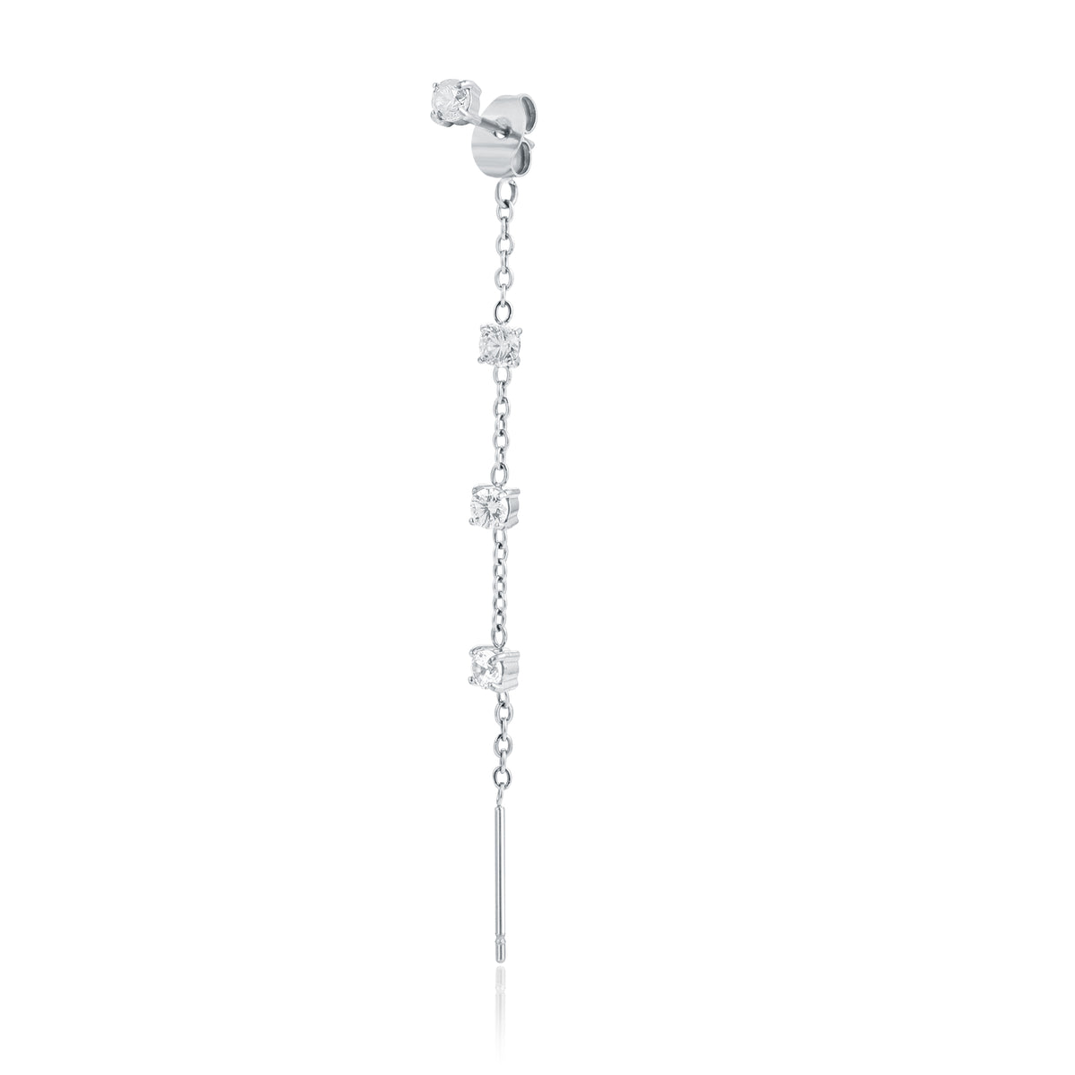 Princess – Orecchino singolo saliscendi con cristallo – Bianco