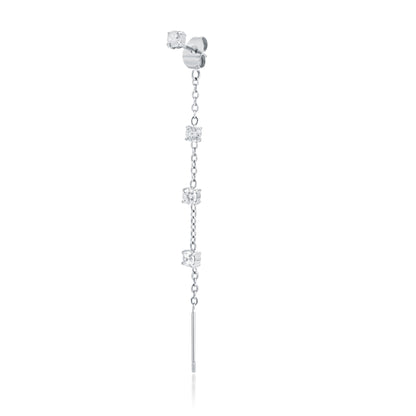 Princess – Orecchino singolo saliscendi con cristallo – Bianco