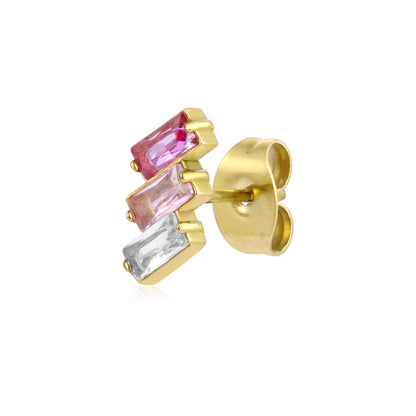 Princess – Orecchino 3 baguette – Fucsia