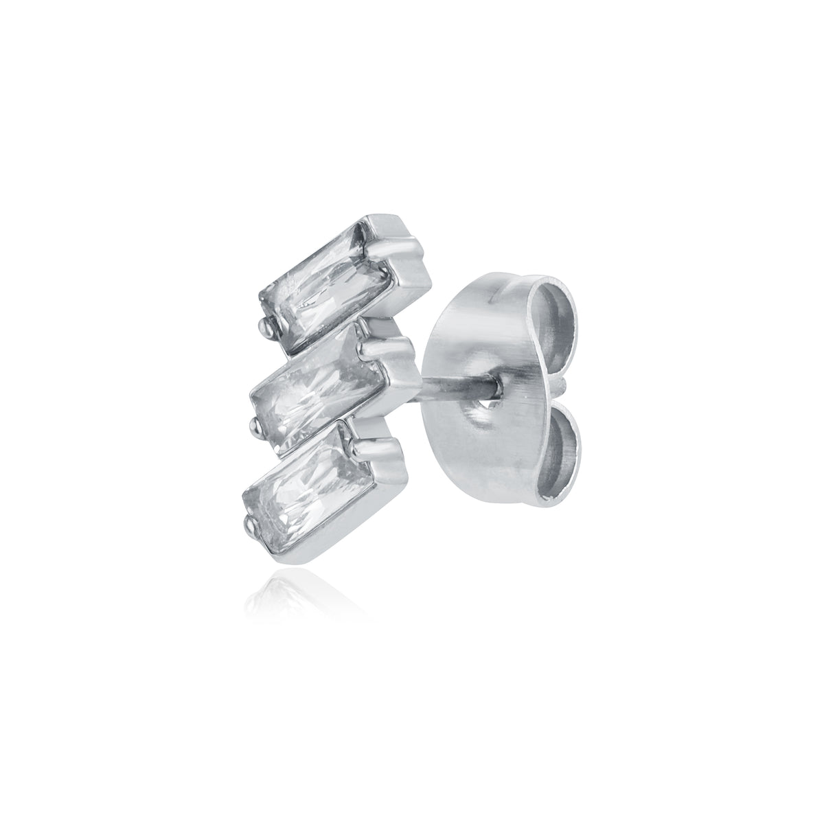 Princess – Orecchino 3 baguette – Bianco
