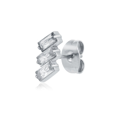 Princess – Orecchino 3 baguette – Bianco