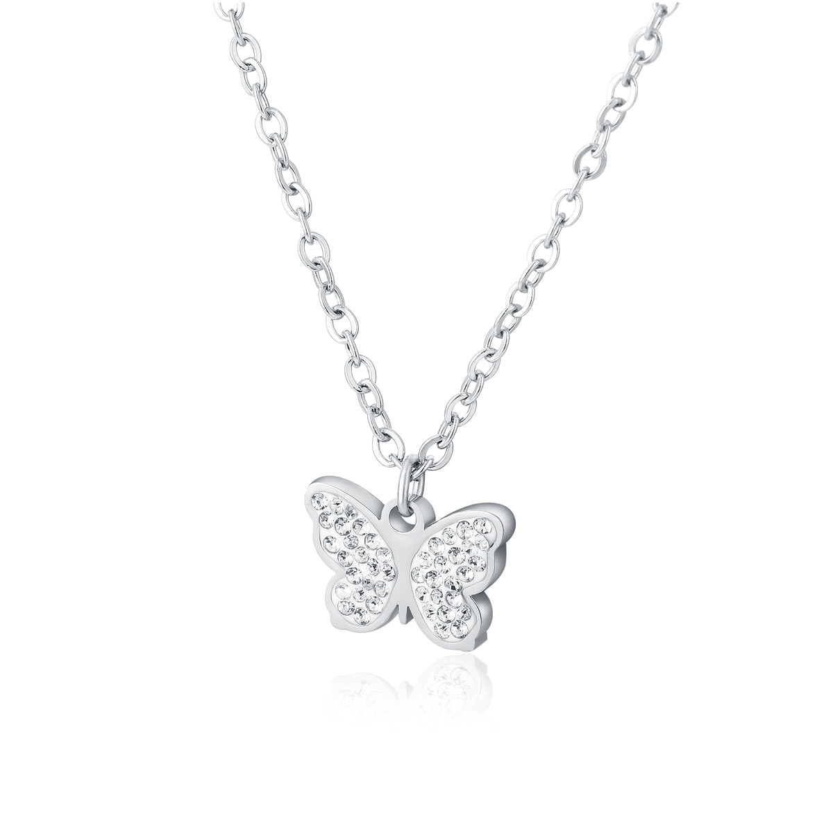 Shine – Collana con pendente e cristalli – Farfalla 16+3 cm