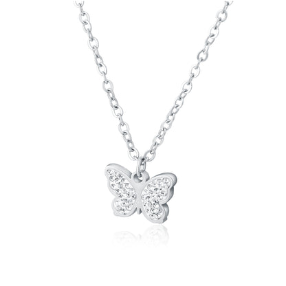 Shine – Collana con pendente e cristalli – Farfalla 16+3 cm