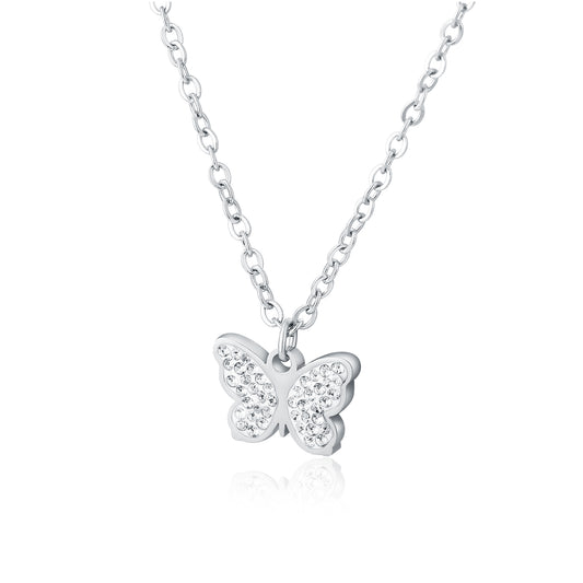 Shine – Collana con pendente e cristalli – Farfalla 16+3 cm