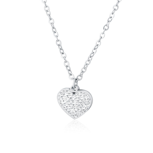 Shine – Collana con pendente e cristalli – Cuore 16+3 cm