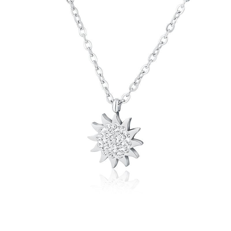 Shine – Collana con pendente e cristalli – Sole 16+3 cm