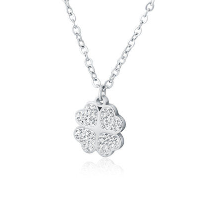 Shine – Collana con pendente e cristalli – Quadrifoglio 40+5 cm