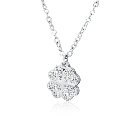 Shine – Collana con pendente e cristalli – Quadrifoglio 40+5 cm