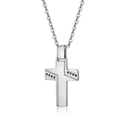 27th Foor – Collana con pendente e cristalli neri – Croce grande, 50+5 cm
