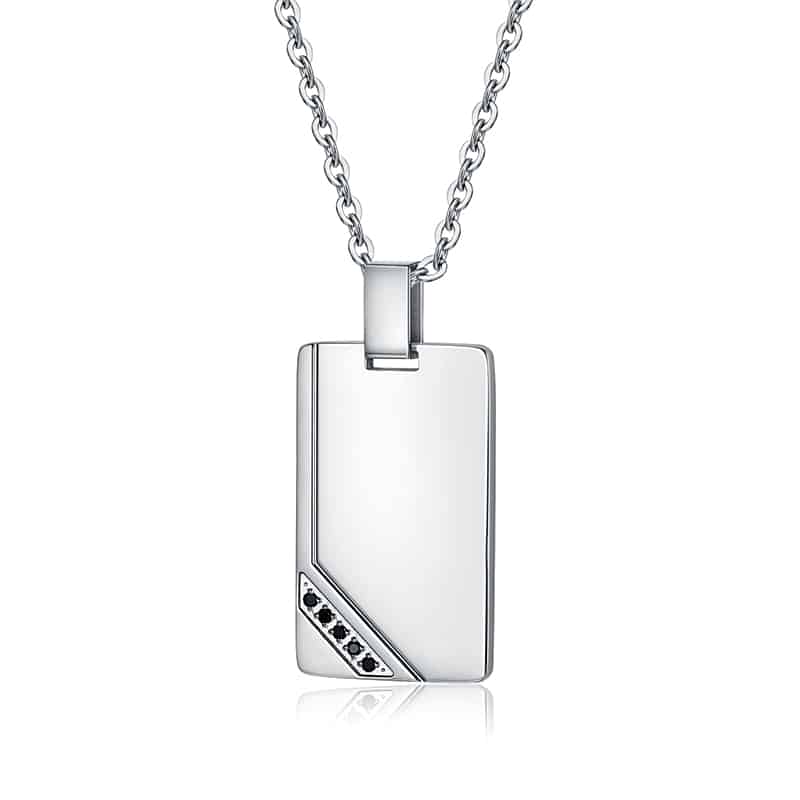 27th Foor – Collana con pendente e cristalli neri – Targa, 50+5 cm