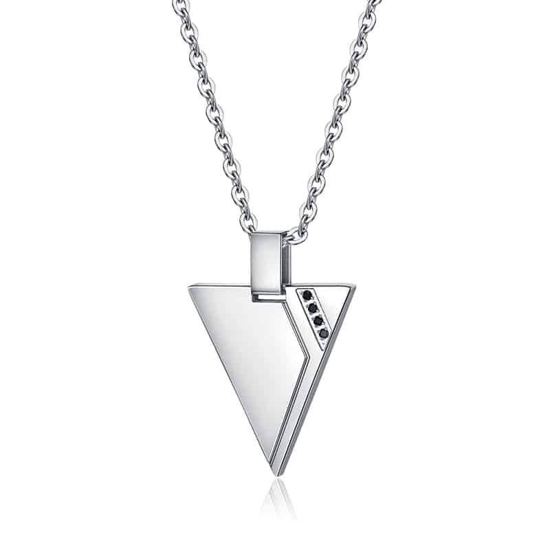 27th Foor – Collana con pendente e cristalli neri – Triangolo, 60+5 cm
