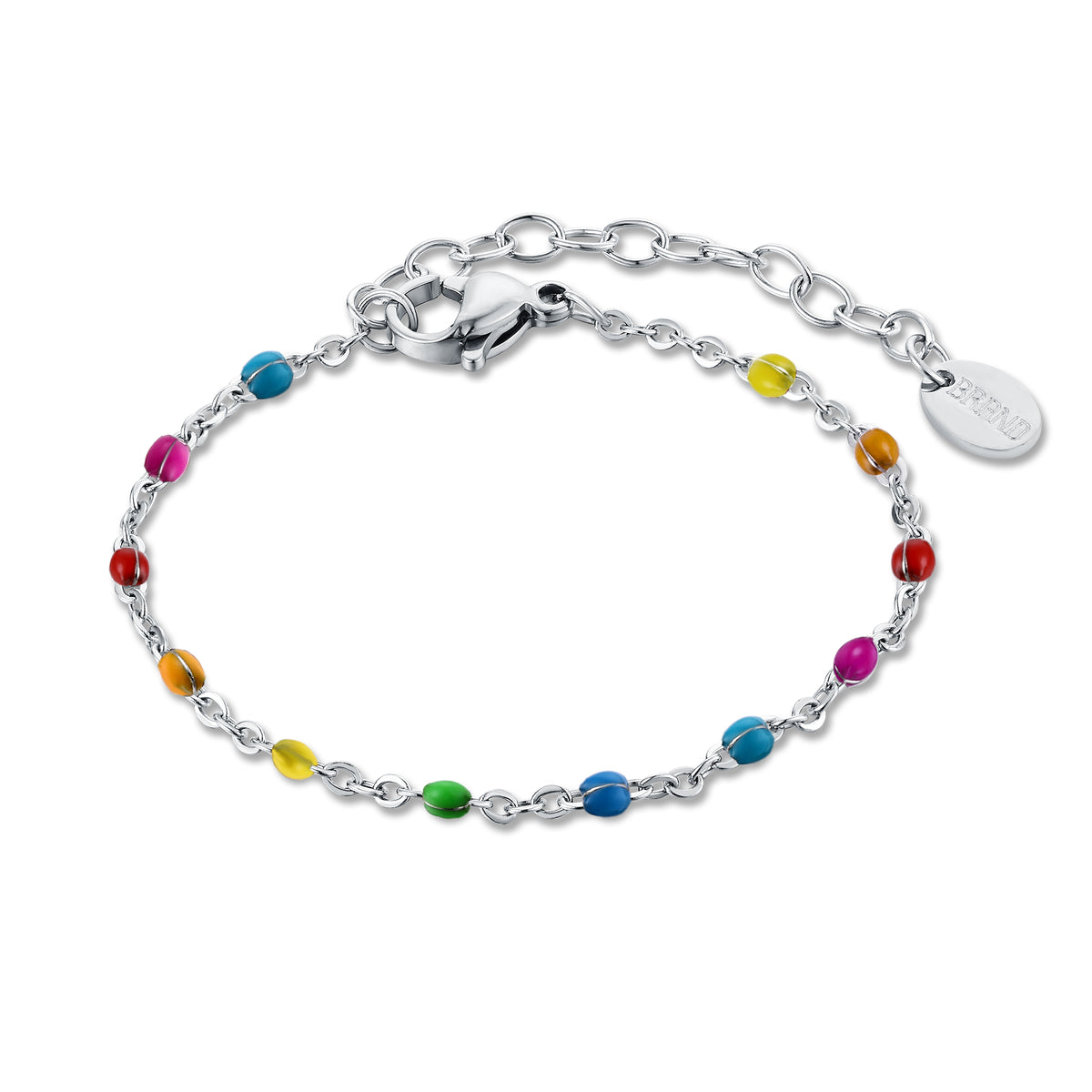 Brand Gioielli Incanto – bracciale in acciaio con gocce smaltate arcobaleno