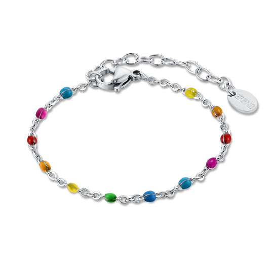 Brand Gioielli Incanto – bracciale in acciaio con gocce smaltate arcobaleno