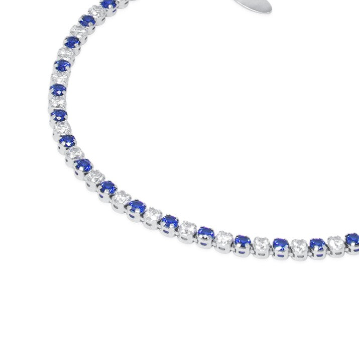 Bracciale in Oro 18 Kt Con Zirconi Blu e Bianchi